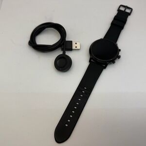 Fossil Gen 6 FTW4025 Black Smartwatch Silicone Band w/ Charger Tested